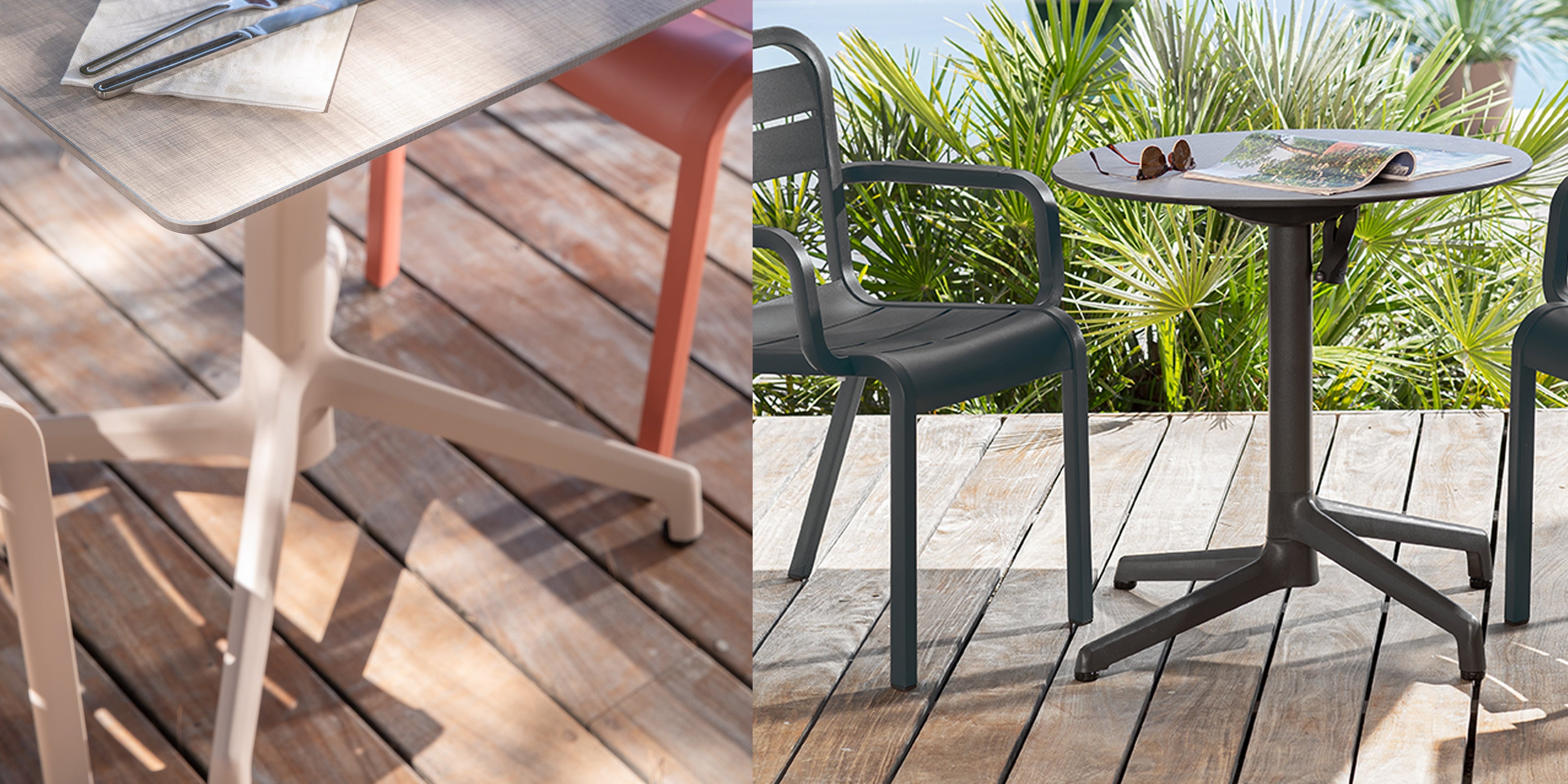 Tables complètes, pieds de tables et plateaux