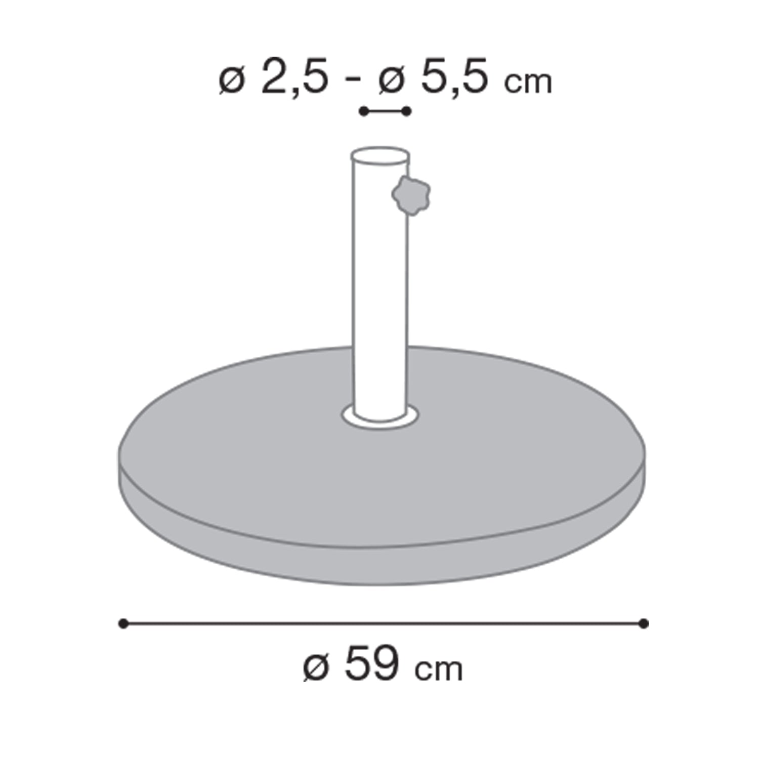 Base béton pour parasol D59 cm