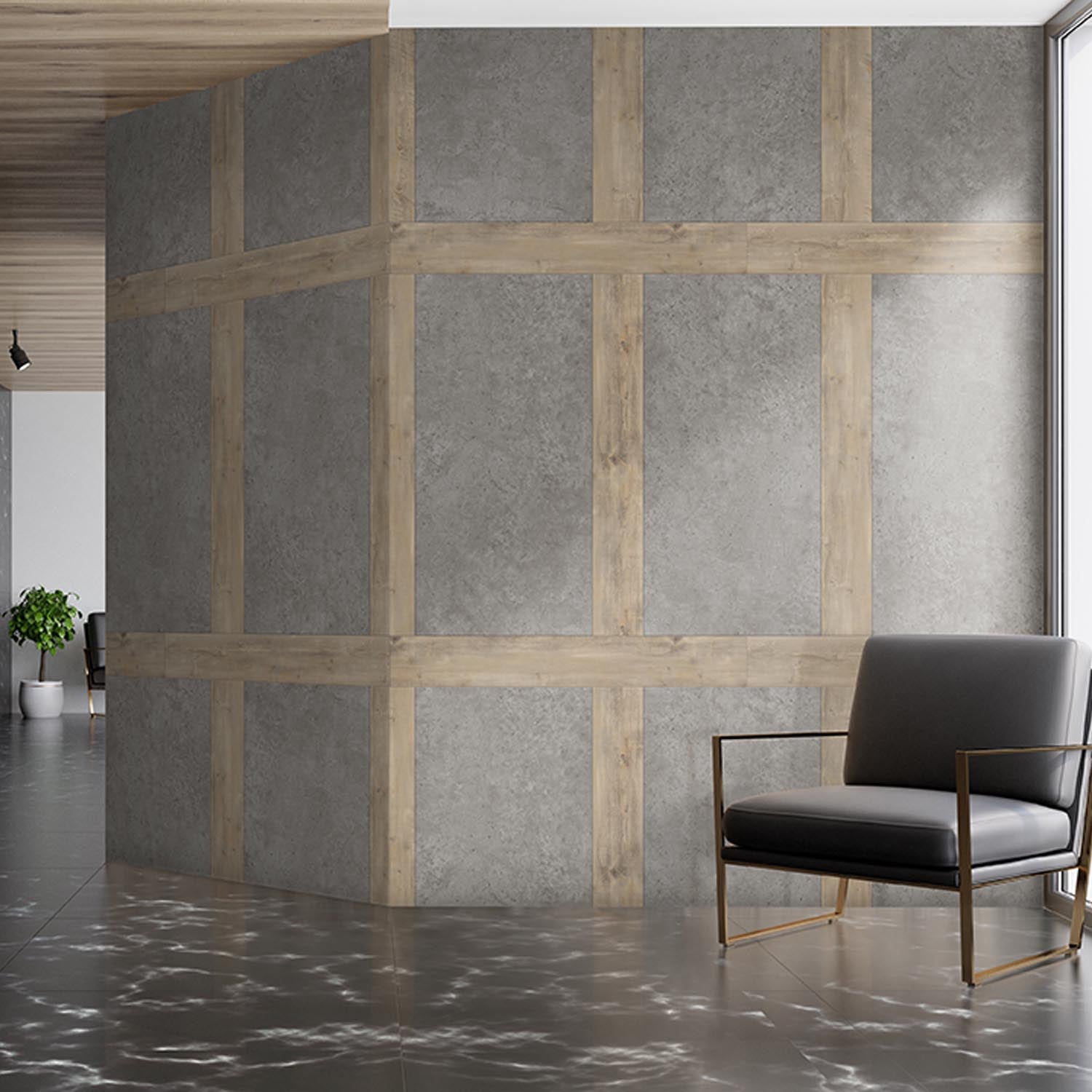 Dalles murales composite Gx Wall+ Grey Concrete 60 x 120 cm