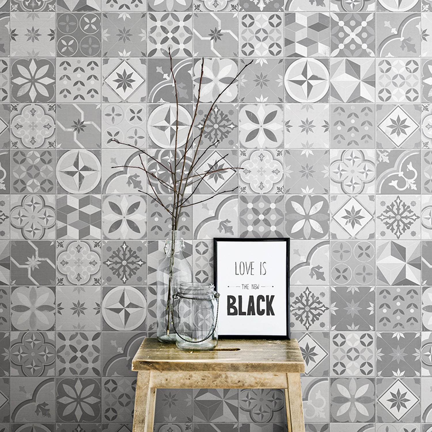 Revêtement mural Element 3D Cement Tile Grey Pattern