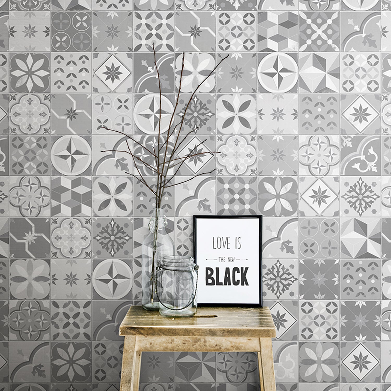 Revêtement mural Element 3D Cement Tile Grey Pattern