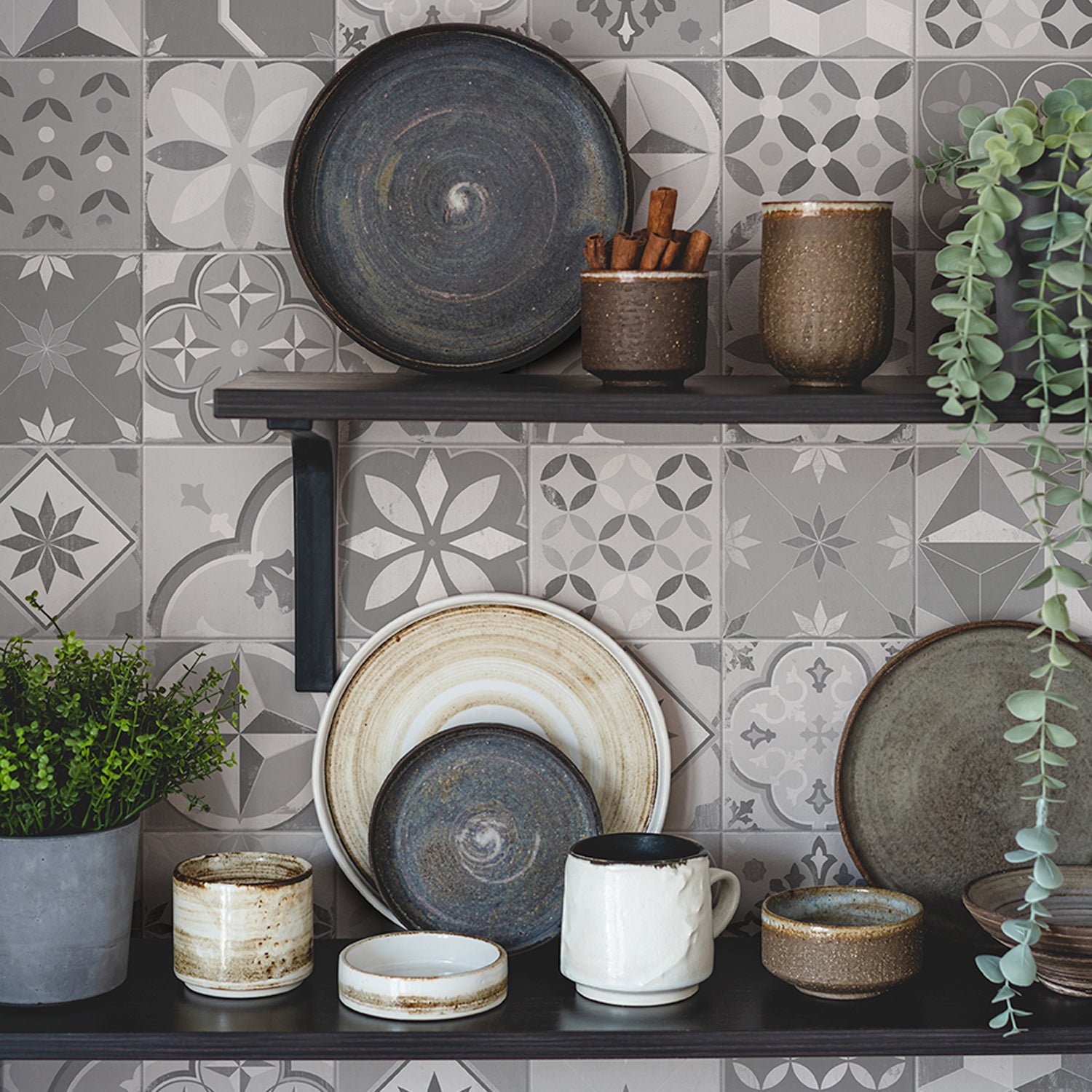 Revêtement mural Element 3D Cement Tile Grey Pattern