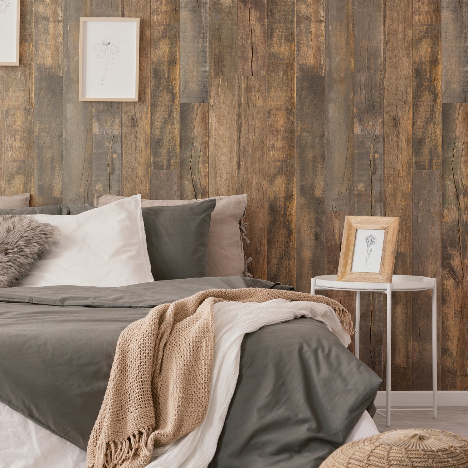 Revestimiento de pared Element 3D rústico marrón