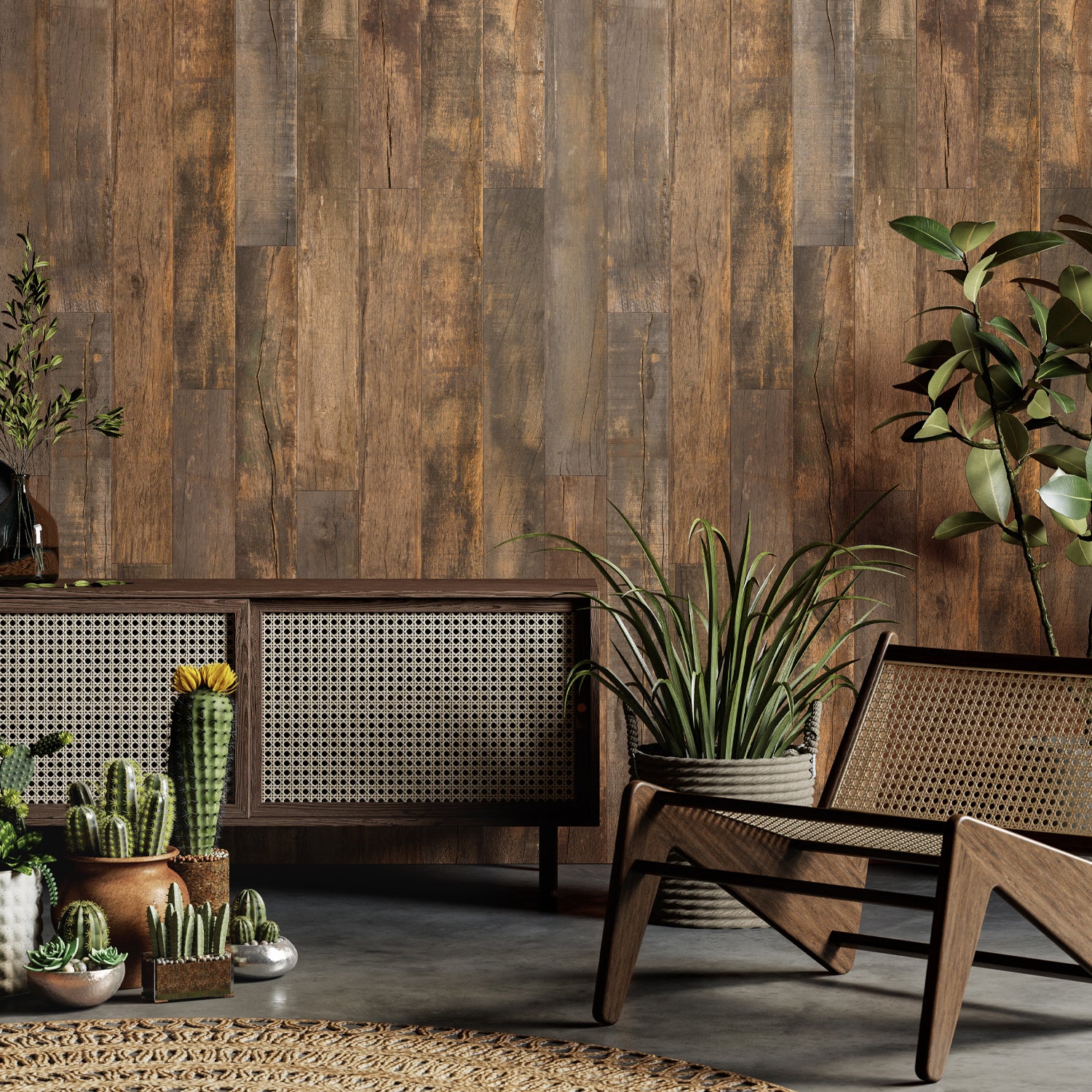 Revestimiento de pared Element 3D rústico marrón