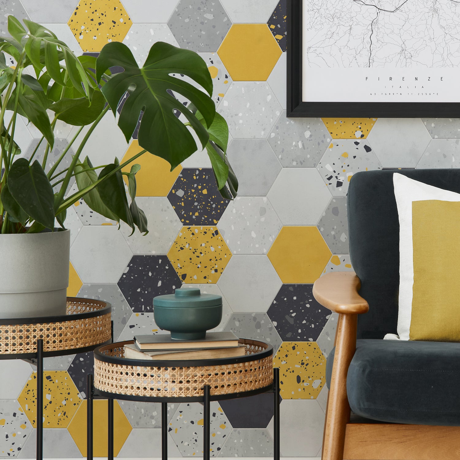 Revêtement mural Element 3D Terrazzo tomettes