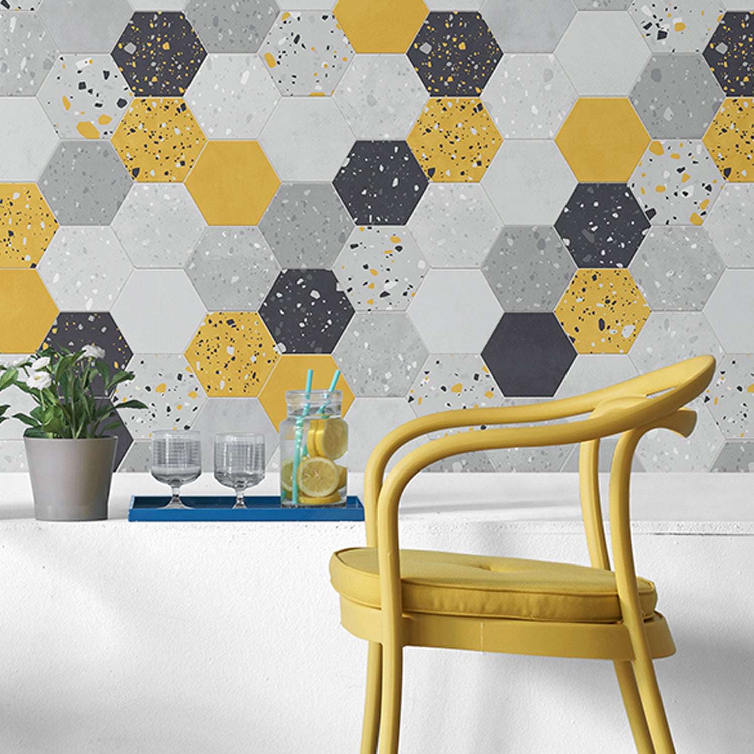 Revêtement mural Element 3D Terrazzo tomettes