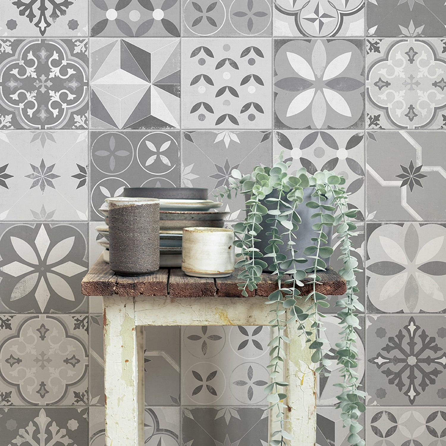 Revêtement mural Element 3D Cement Tile Grey Pattern