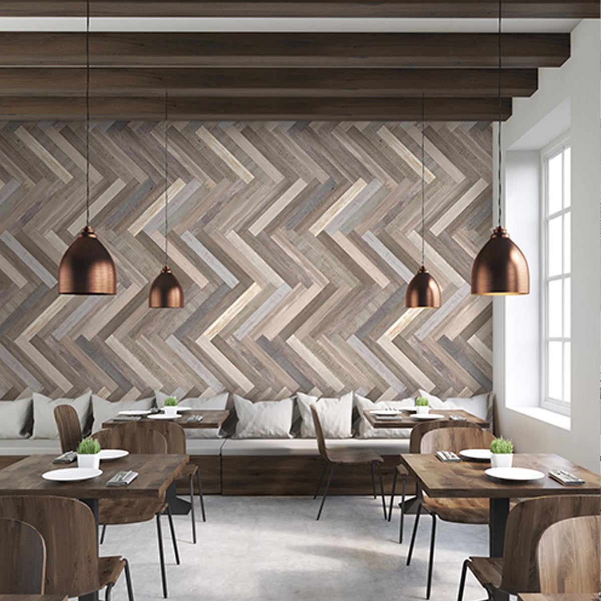 Revêtement mural Element 3D Chevron Patchwork clair | Revêtement mural ...