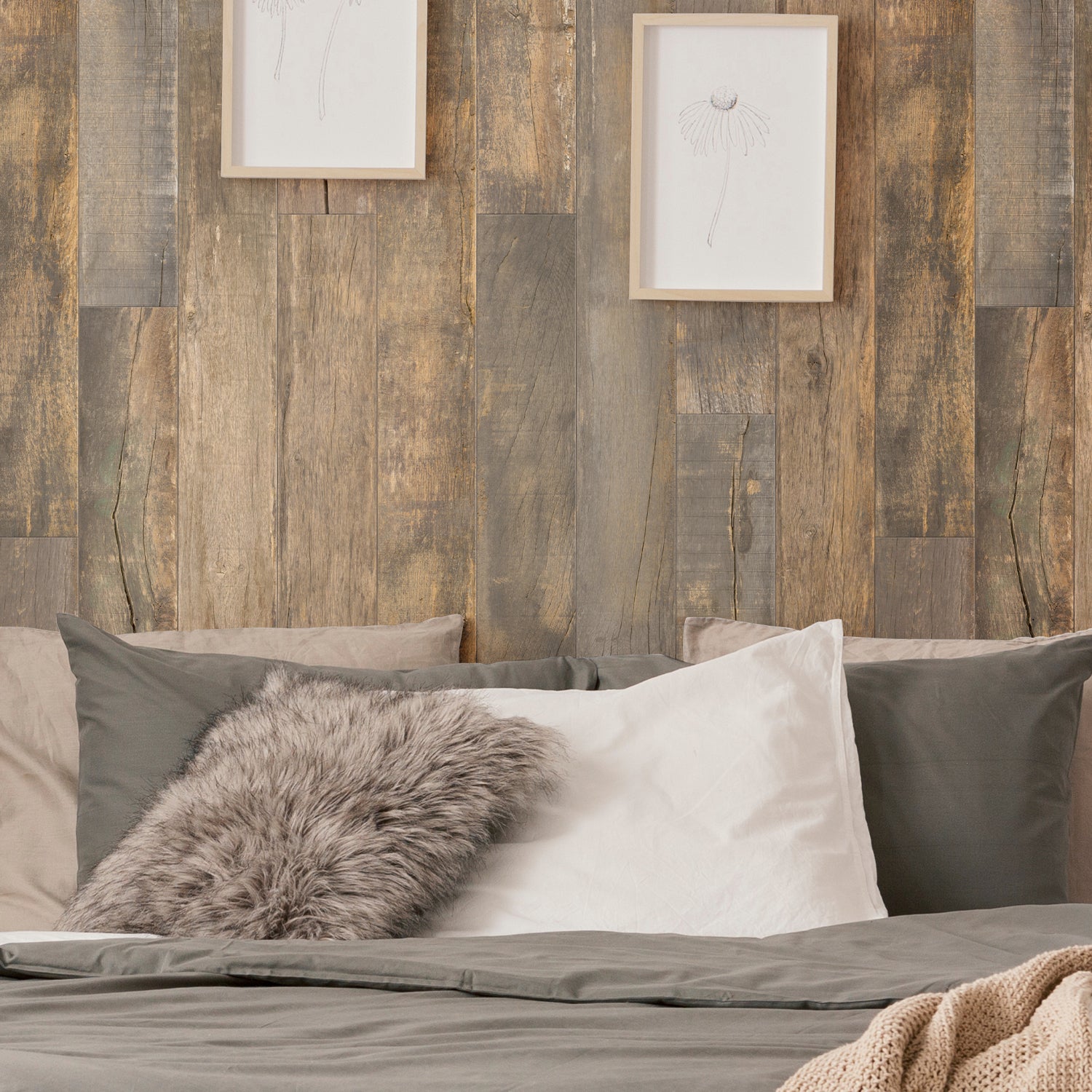 Revestimiento de pared Element 3D rústico marrón