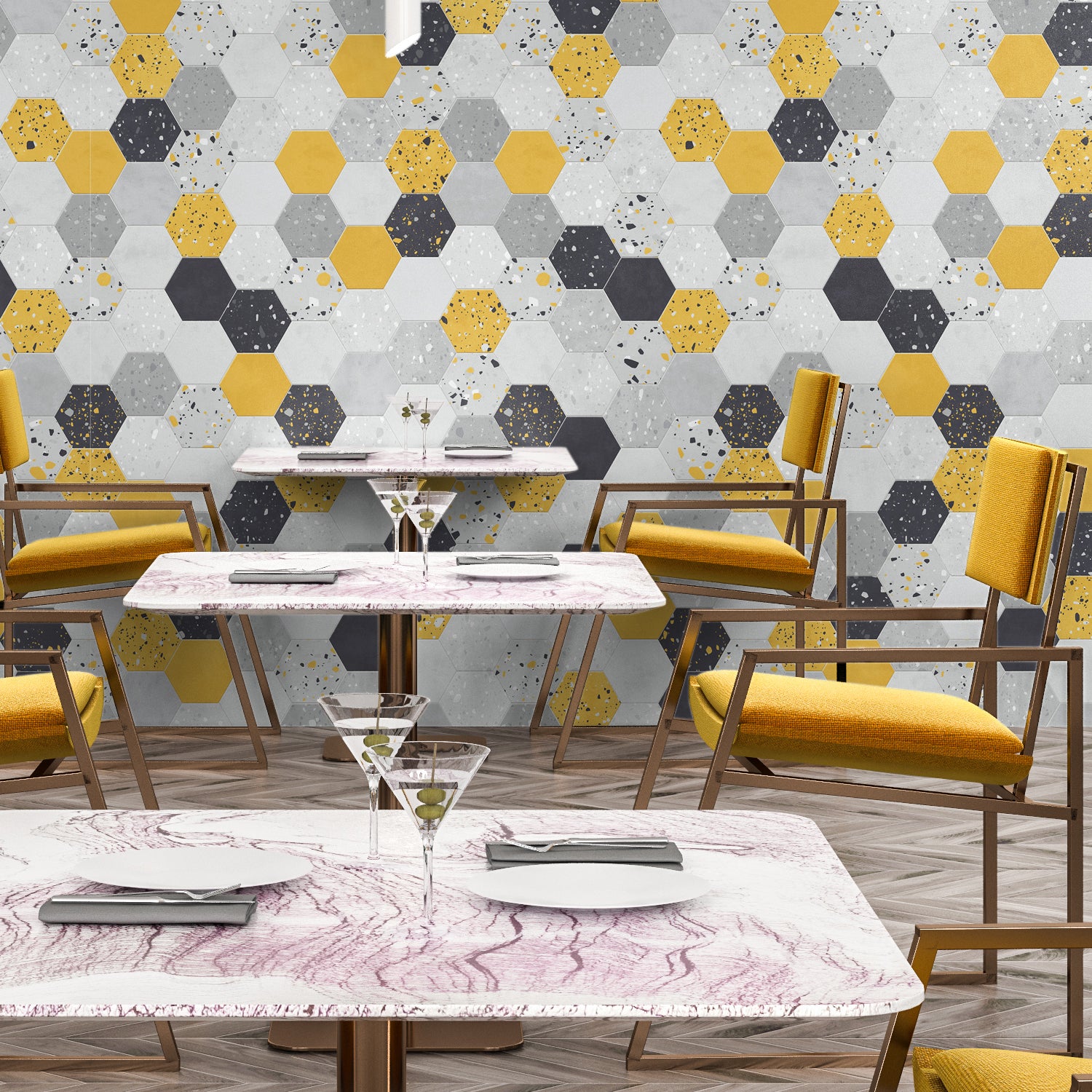 Revêtement mural Element 3D Terrazzo tomettes