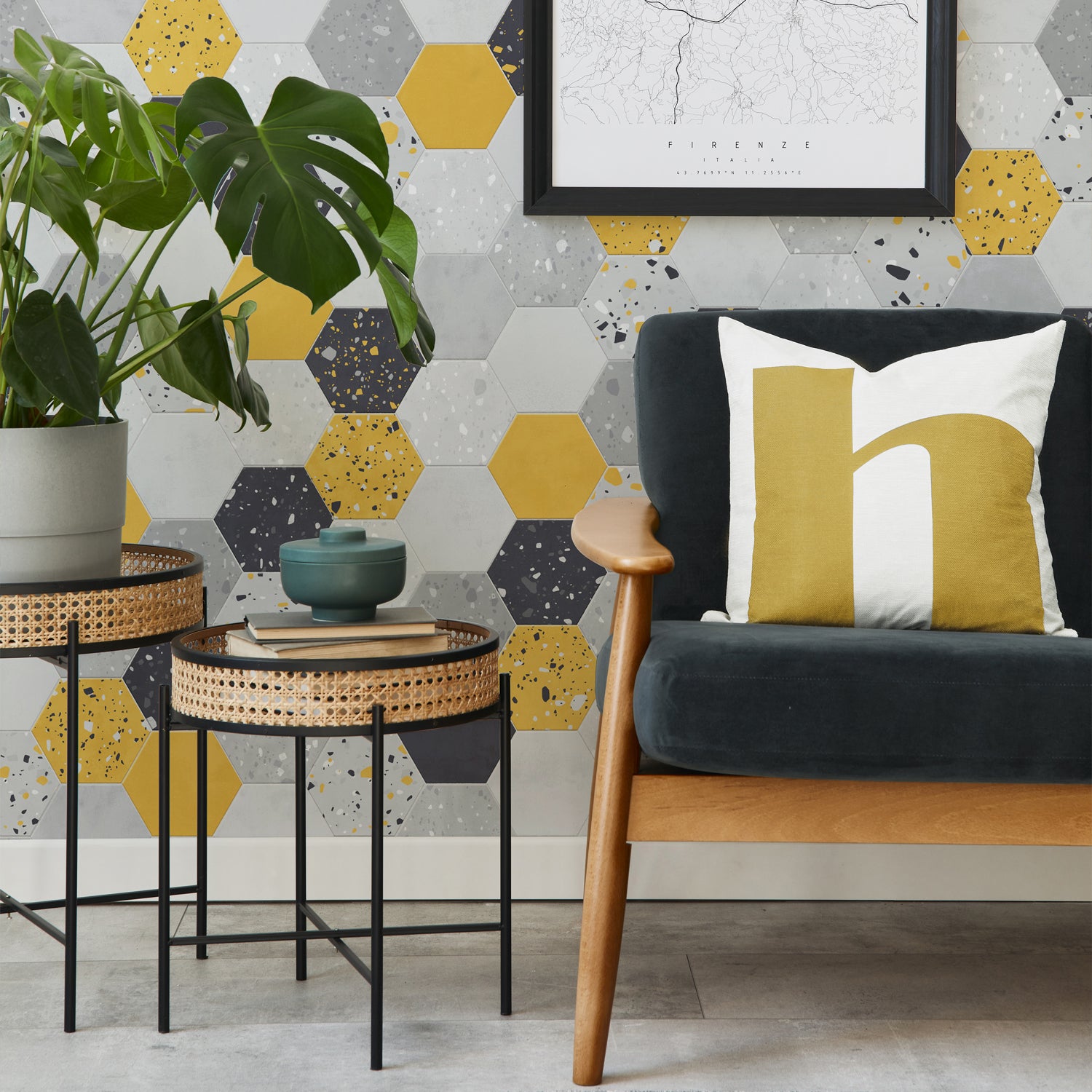 Revêtement mural Element 3D Terrazzo tomettes