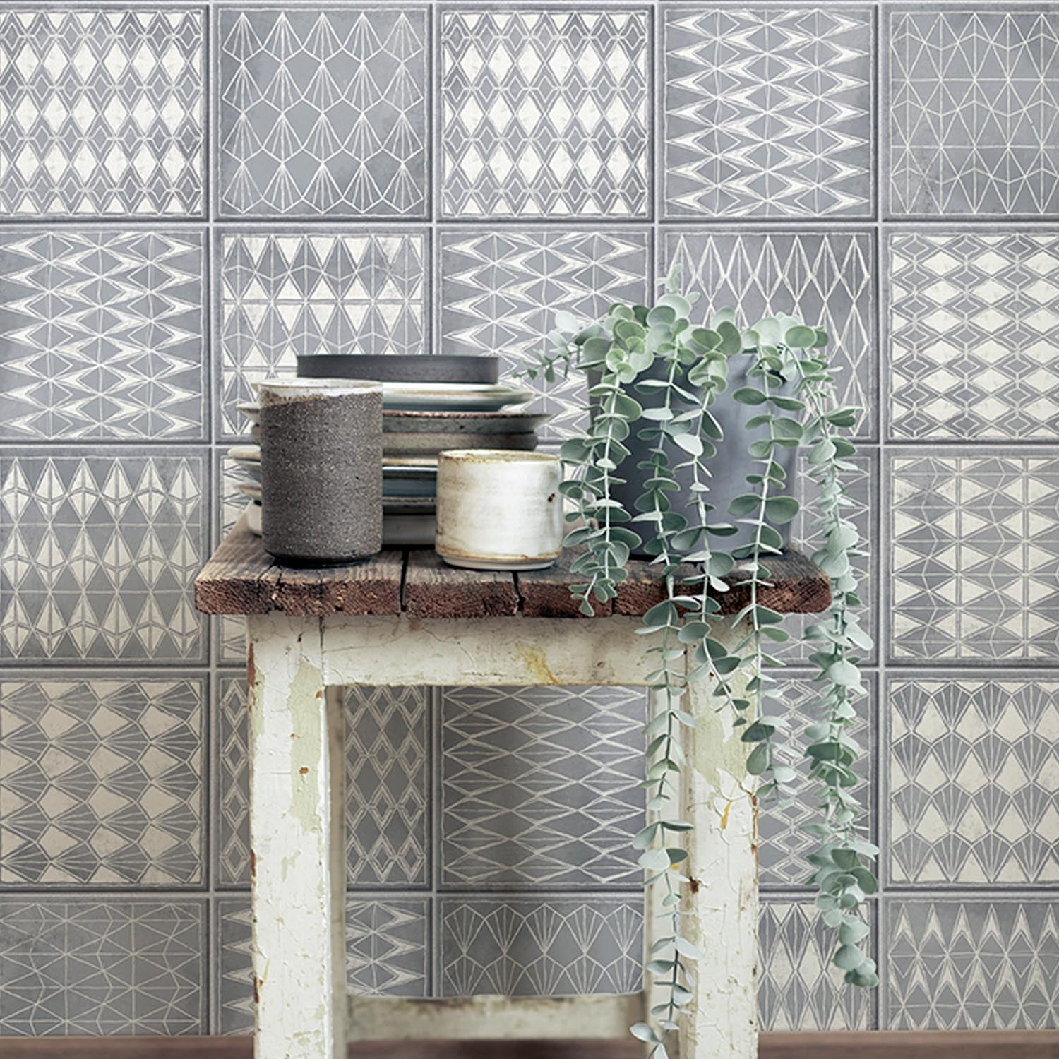 Revêtement mural Element 3D Old Tiles grey