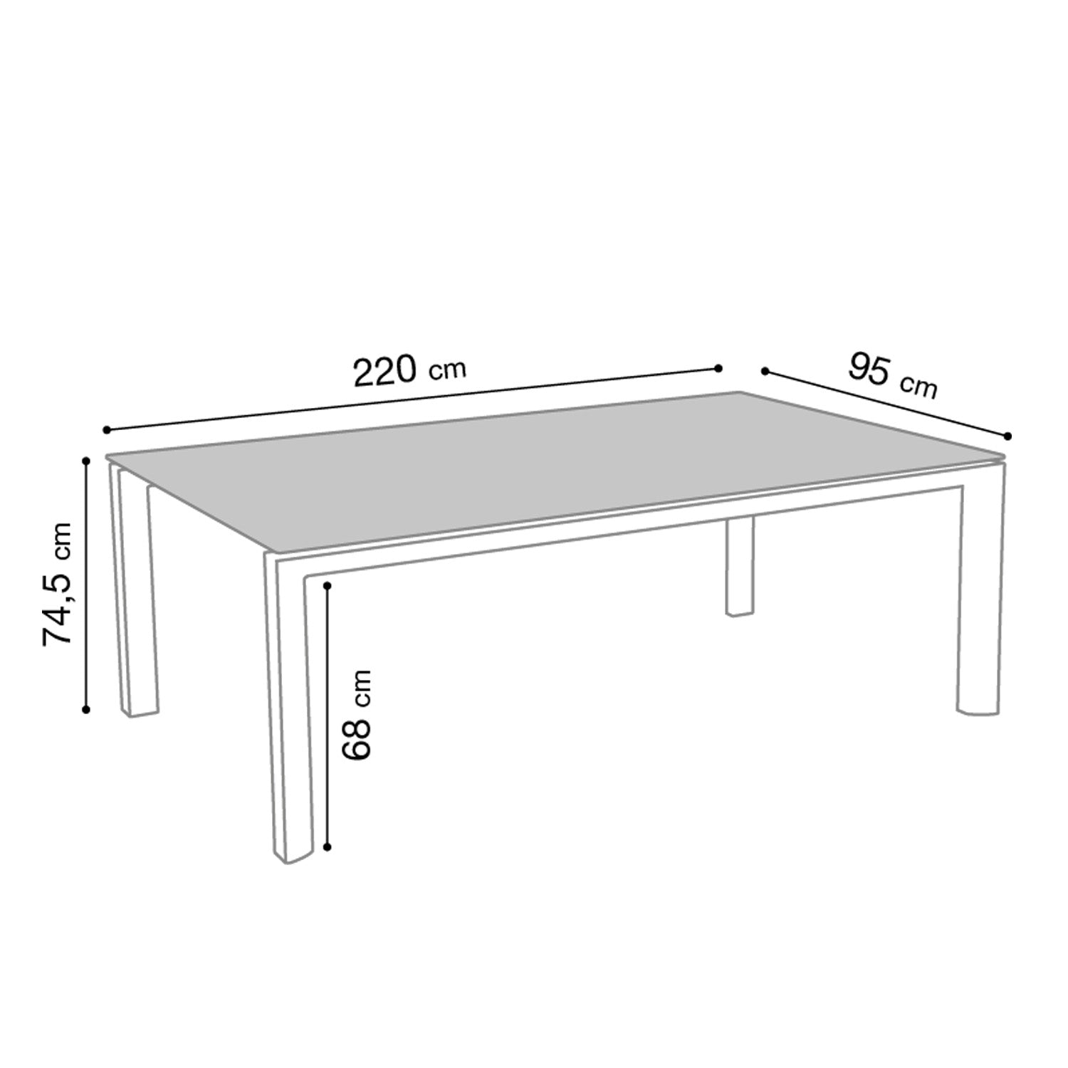 Table Greggia 220 x 95 cm