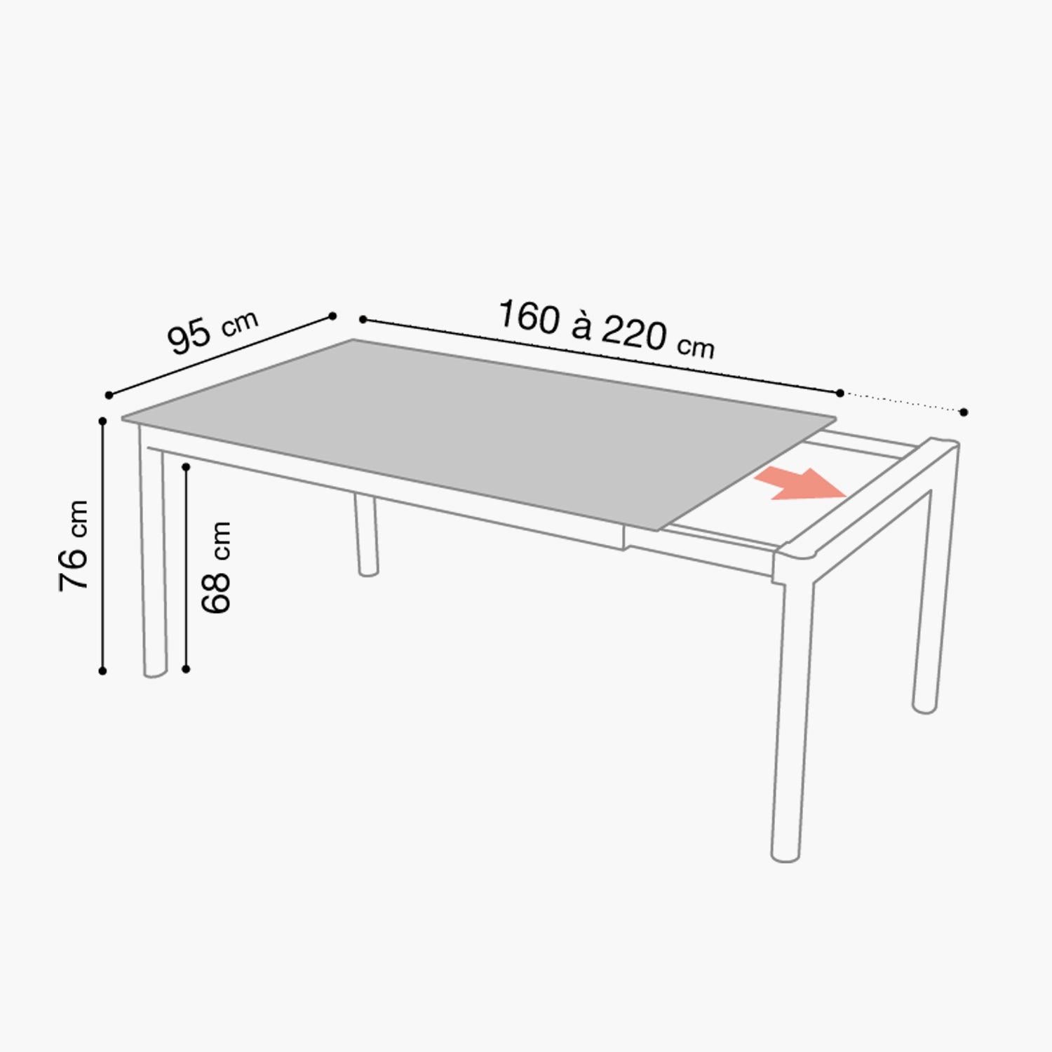 Table Ramatuelle extensible 220 cm